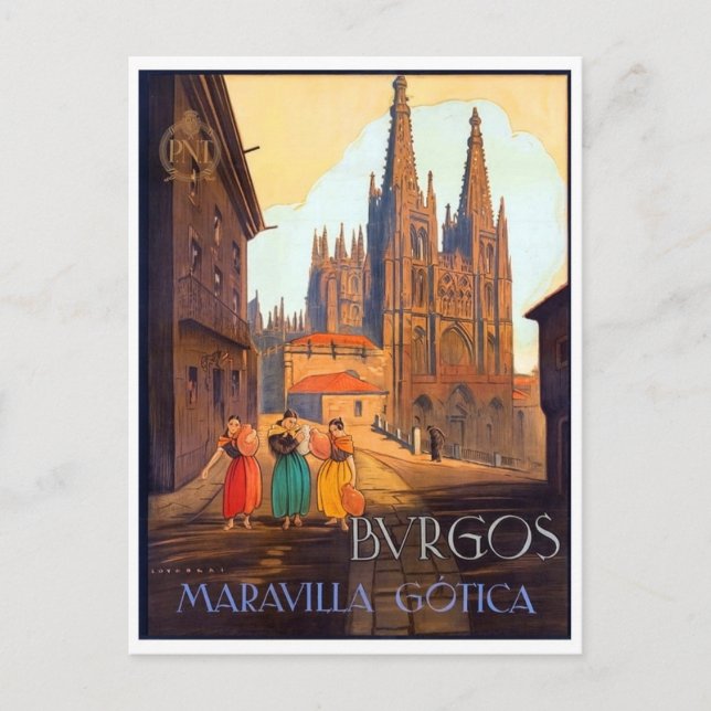 Carte Postale Cathédrale de Burgos, trois femmes dans la rue (Devant)