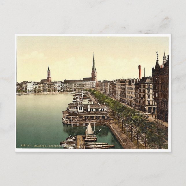 Carte Postale Cathédrale de l'Alster, Junfernsteig, Hambourg, Ge (Devant)