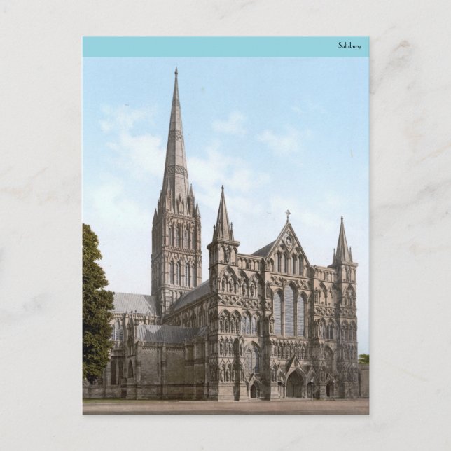 Carte Postale Cathédrale de Salisbury en Angleterre (vers 1900) (Devant)