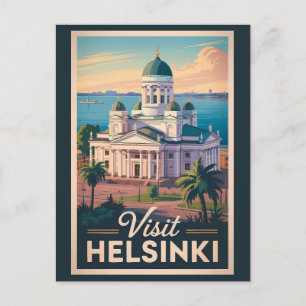 Carte Postale Cathédrale d'Helsinki Finlande Art de voyage Vinta