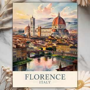 Carte Postale Cathédrale du Duomo de Florence aquarelle voyage I