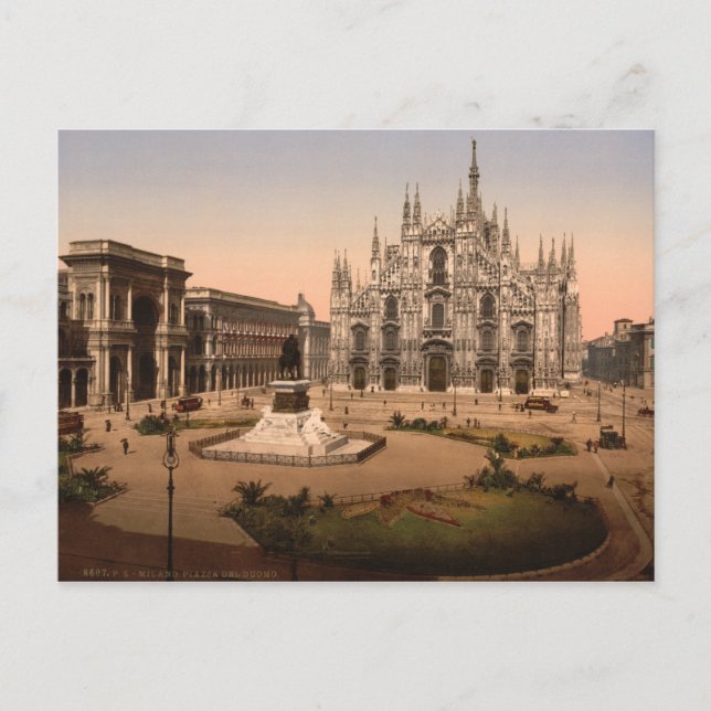 Carte Postale Cathédrale et Piazza de Milan, Lombardie, Italie (Devant)