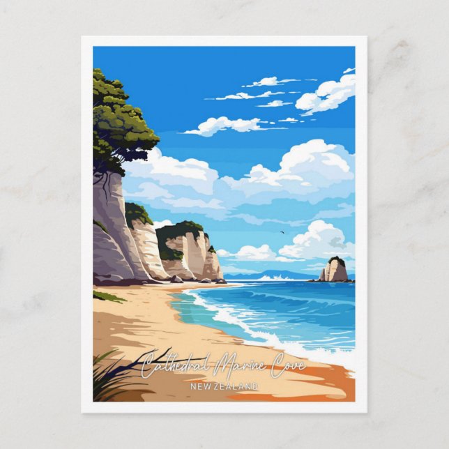 Carte Postale Cathédrale Marine Cove Illustration de voyage (Devant)