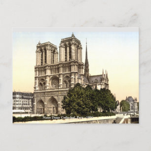 Carte Postale Cathédrale Notre-Dame c1890, tirage Vintage