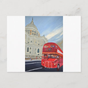 Carte Postale Cathédrale Saint-Paul et bus de Londres