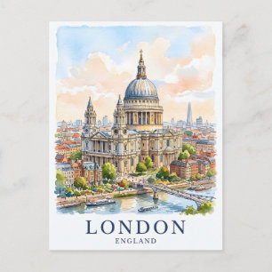 Carte Postale Cathédrale Saint-Paul Londres aquarelle art de voy