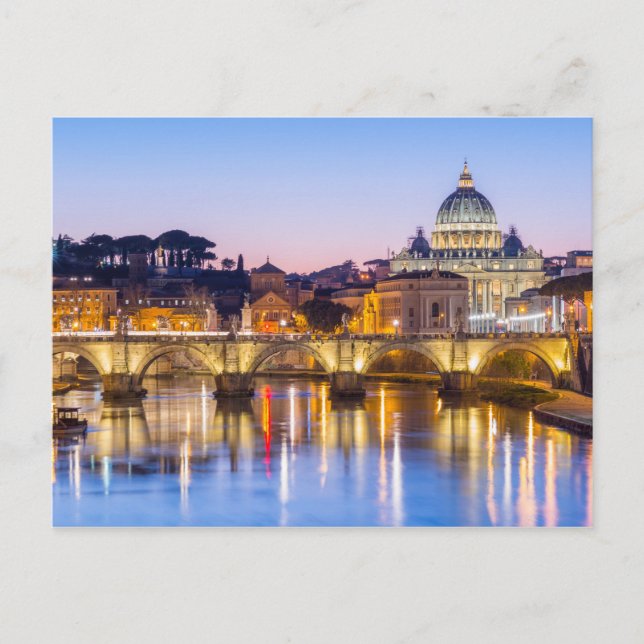 Carte Postale Cathédrale Saint-Pierre de la nuit Rome Italie (Devant)