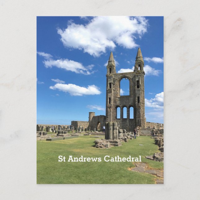 Carte Postale Cathédrale St Andrews Écosse Ruines Ciel ensoleill (Devant)
