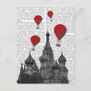 Carte Postale Cathédrale St Basil et Ballons rouges à air chaud