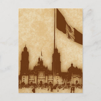 Carte Postale Cathédrale sur le Zocalo du DF avec le drapeau 11