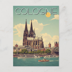 Carte Postale Cathédrale vintage de Cologne Allemagne Voyage