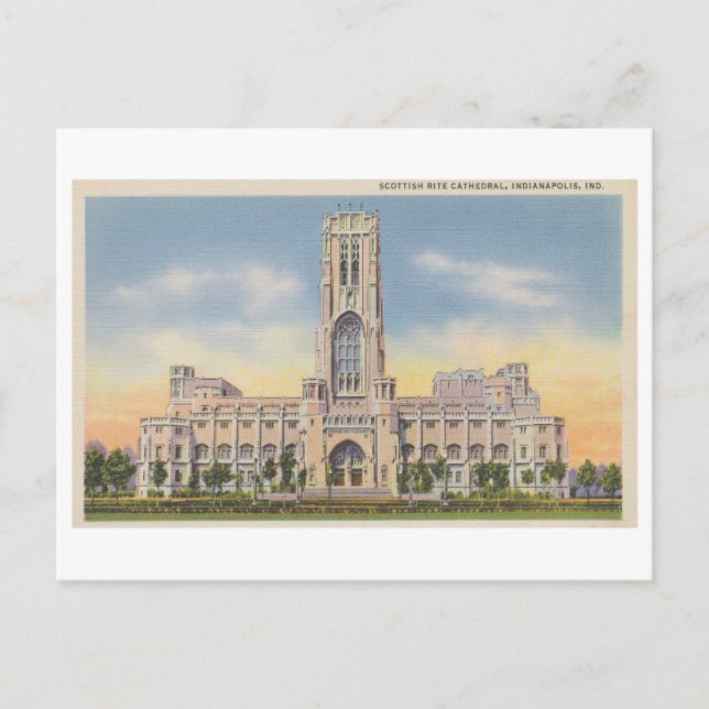 Carte Postale Cathédrale Vintage Scottish Rite, Indianapolis (Devant)