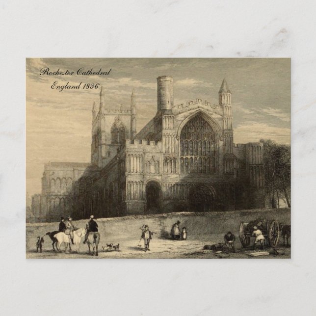 Carte Postale Cathédrales d'Angleterre série : Rochester 1836 (Devant)
