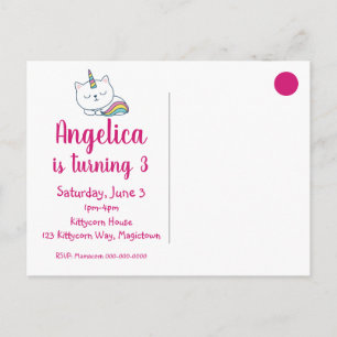 Carte Postale Caticorn Invitation Carton Blanc