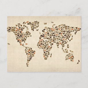 Carte Postale Cats Map of the World Map