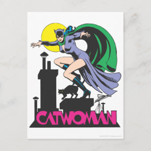 Carte Postale Catwoman & Logo rose