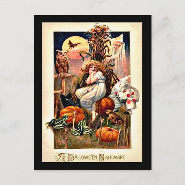Carte Postale cauchemar d'Halloween vintage (Devant)