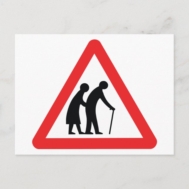 Carte Postale CAUTION Personnes ÂGÉES - VOYAGE UK (Devant)