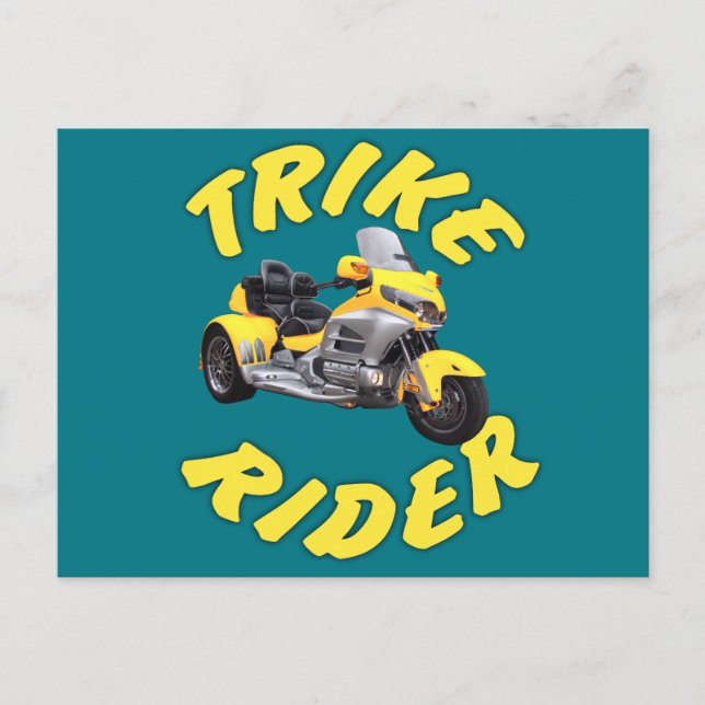 Carte Postale Cavalier de tricycle en jaune (Devant)