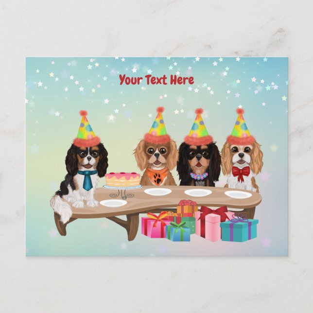 Carte Postale Cavalier King Charles Spaniel de anniversaire (Devant)
