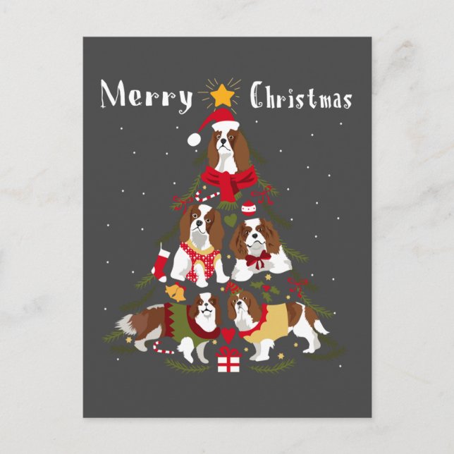 Carte Postale Cavalier King Charles Spaniel Tree Xmas (Devant)