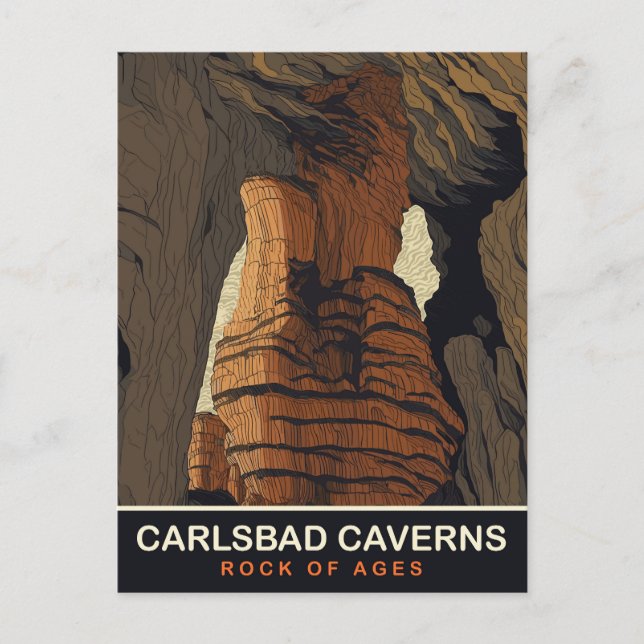 Carte Postale Cavernes Carlsbad, Rocher des âges, Voyage (Devant)
