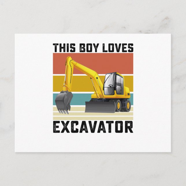 Carte Postale Ce Garçon adore Excavateur (Devant)