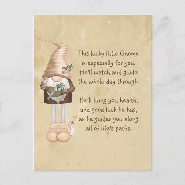 Carte Postale Ce petit Gnome porte chance et santé (Devant)