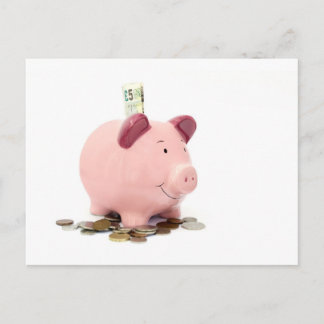 Carte Postale ce petit piggy est allé à la banque