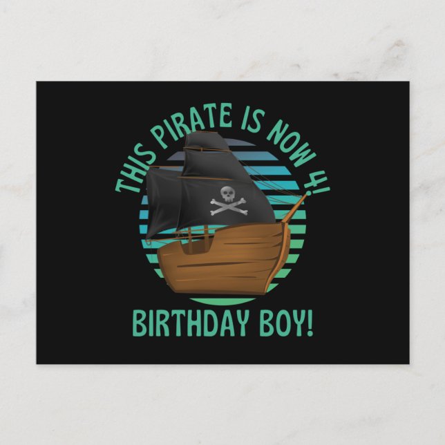 Carte Postale Ce pirate a maintenant 4 ans, c'est son anniversai (Devant)
