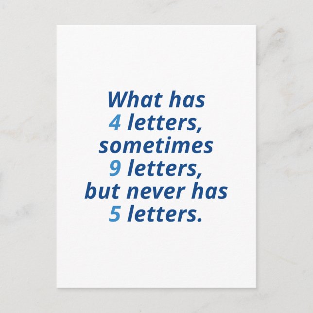 Carte Postale Ce qui a 4 lettres (Devant)