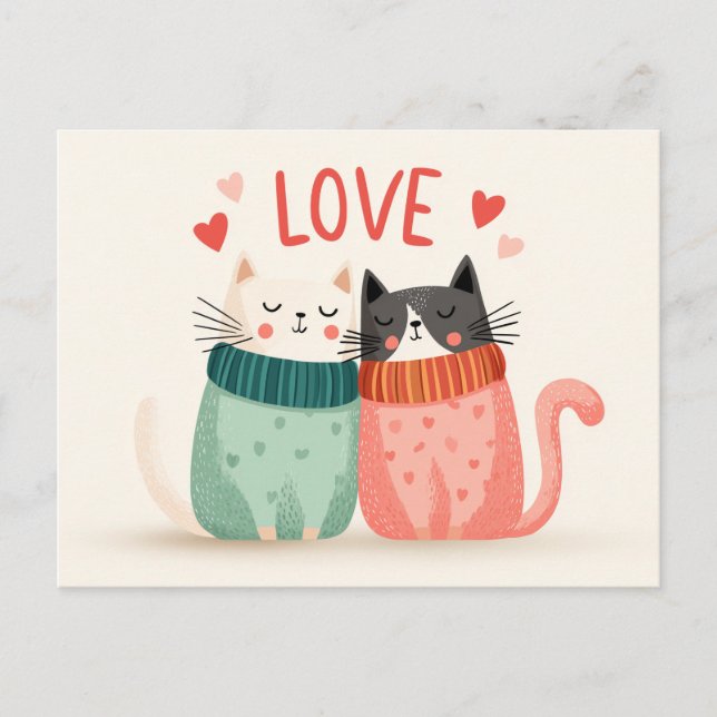 Carte Postale Celebrate love with two cute kitten  (Devant)