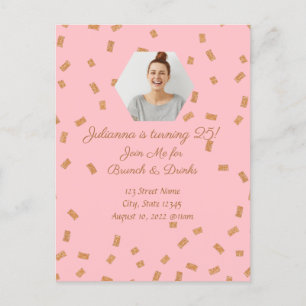 Carte Postale Célébration d'anniversaire avec paillettes dorées