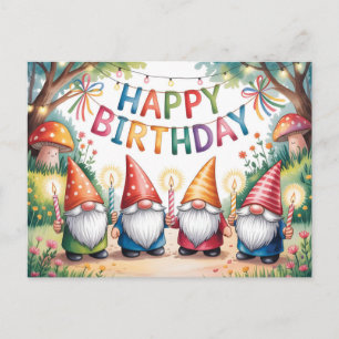 Carte Postale Célébration d'anniversaire avec un groupe de lutin