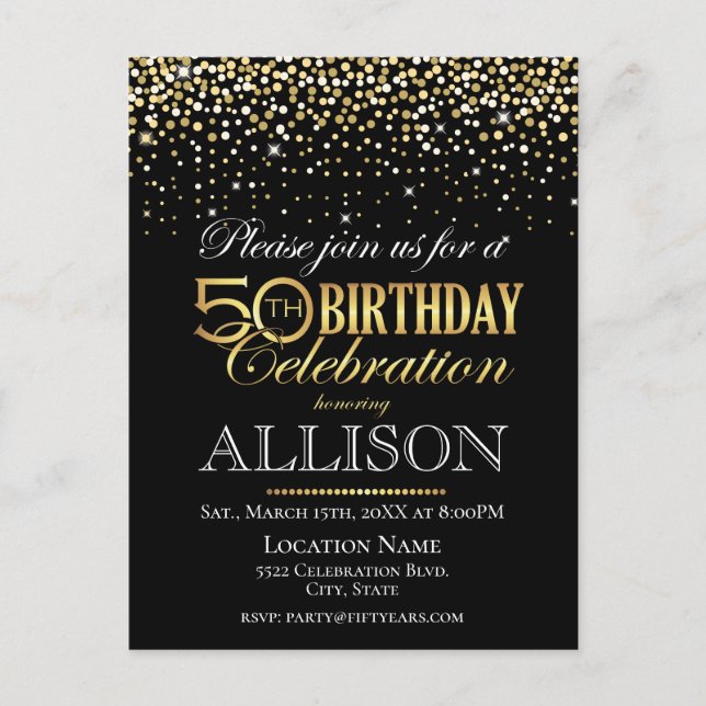 Carte Postale Célébration d'anniversaire de cinquante ans (Devant)