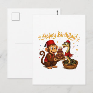 Carte Postale Célébration d'anniversaire de singe et de serpent