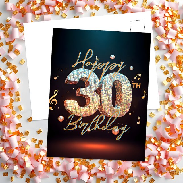 Carte Postale Célébration de 30 ans avec danse disco étincelante (Créateur téléchargé)