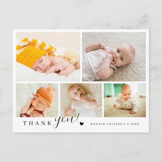 Carte Postale Célébration de Baby Shower élégante et moderne ave (Devant)