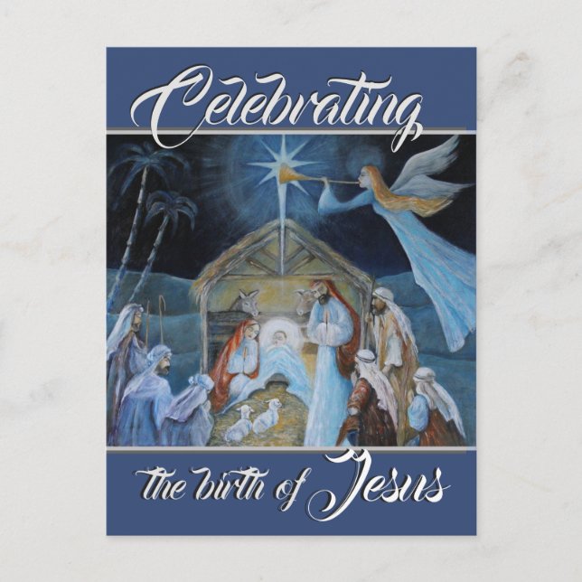 Carte Postale Célébration de la naissance de Jésus, Nativité de  (Devant)