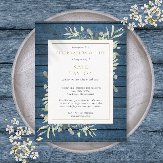 Carte Postale Célébration de la verdure rustique de la vie Invit (Rustic Greenery Celebration of Life Invitation Postcard)