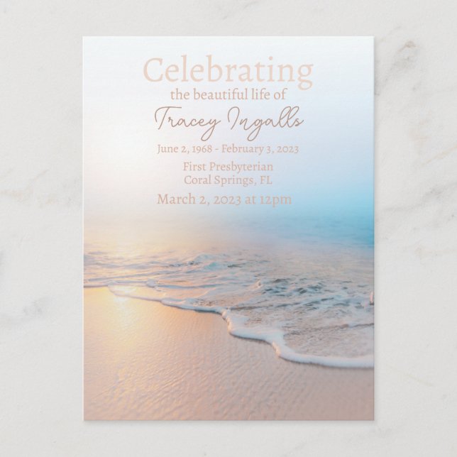 Carte Postale Célébration de la vie à Ocean Beach  (Devant)
