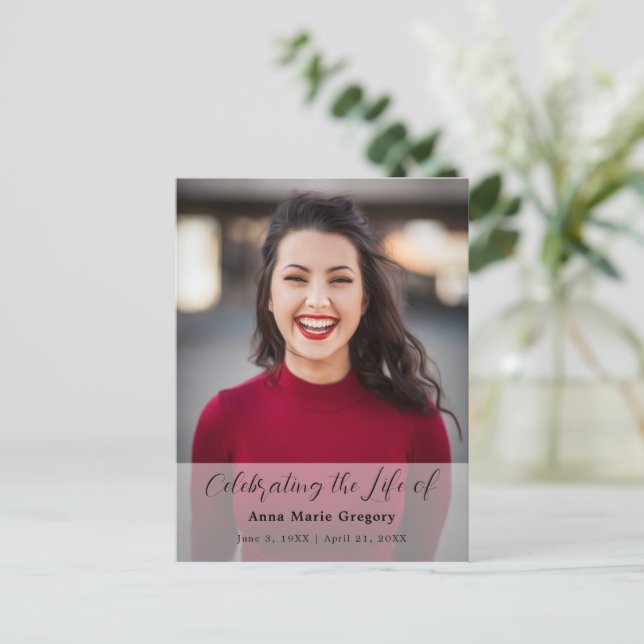 Carte Postale Célébration de la vie Photo Simple Mémorial Funéra (Debout devant)
