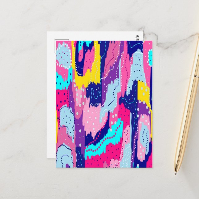 Carte Postale Célébration de l'art Abstrait couleur (Devant/Arrière en situation)