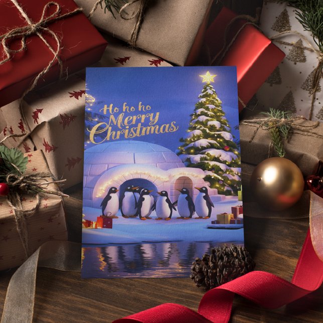 Carte Postale Célébration de Noël des pingouins (Créateur téléchargé)