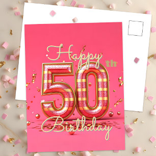 Carte Postale Célébration des 50 ans de Golden Glamour en rose