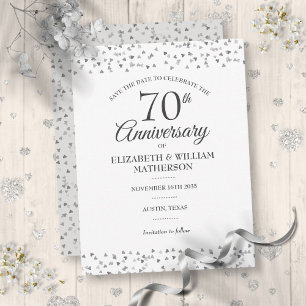 Carte Postale Célébration des 70 ans de mariage - Cœurs d'amour 