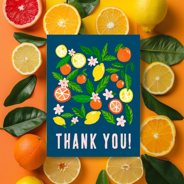 Carte Postale Célébration des agrumes Merci personnalisé Citrons (Citrus Celebration Custom Colorful Lemons Oranges Thank You Postcard
)
