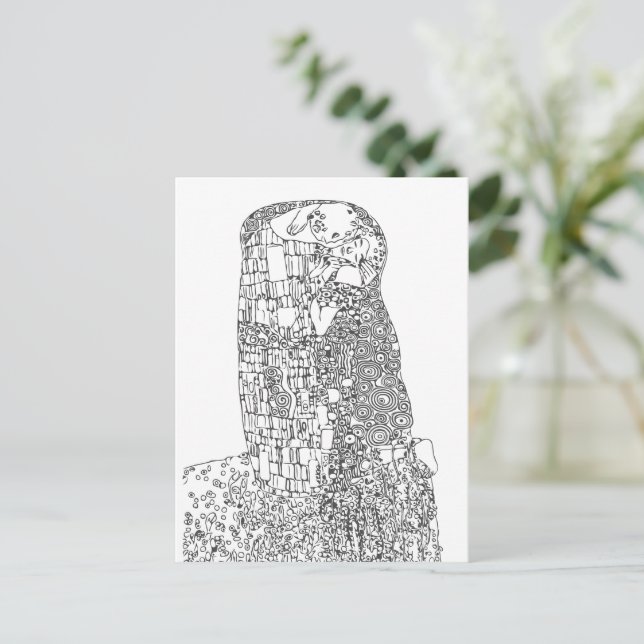 Carte Postale Célèbre Art Klimt "The Kiss" | Coupez votre propre (Debout devant)