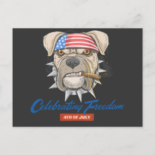 Carte Postale Célébrer la liberté 4 juillet American Bulldog