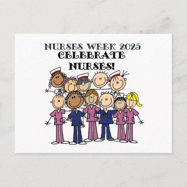 Carte Postale Célébrez la Semaine des Infirmières 2025 Stick Fig (Devant)
